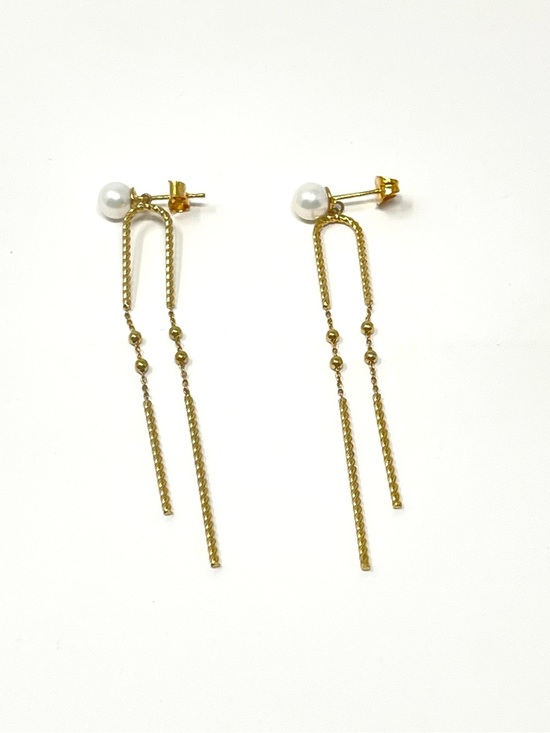 Anthropologie Jewelry - New Anthropologie Pearl Gold Dangle Earrings